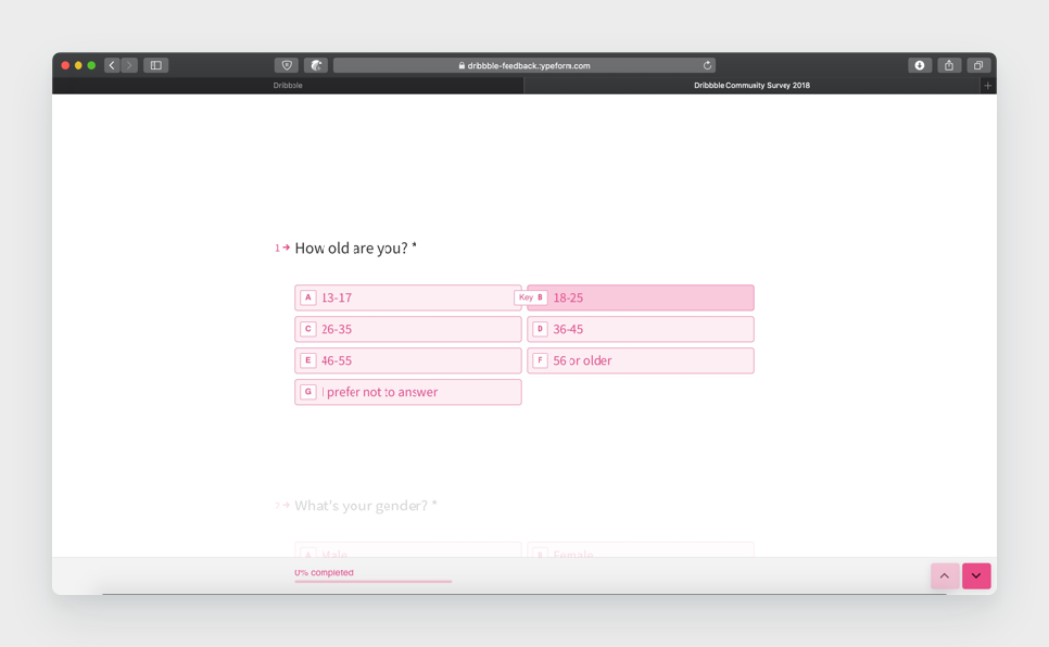 不适用案例：Dribbble 问卷